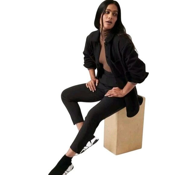 Athleta Retroplush Shirt Jacket Black Pockets Button Front Size S - Picture 6 of 9